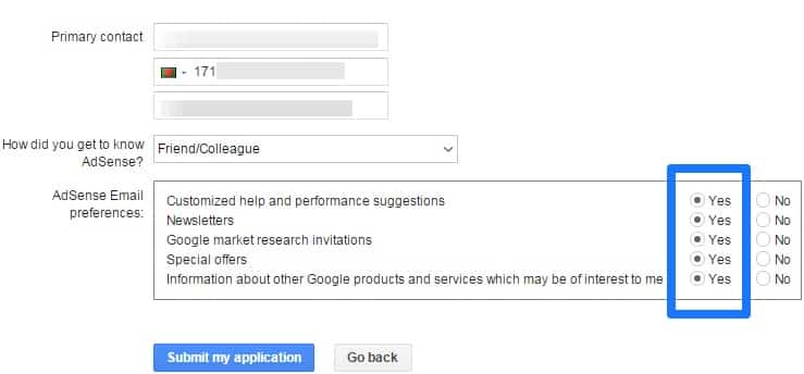 How To Apply For Google Adsense-4th step